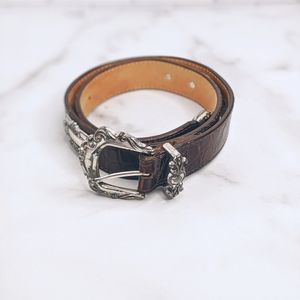Vintage Brighton brown leather & silver belt